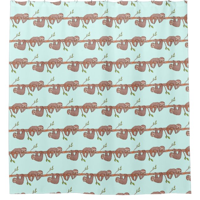 Cute Baby Sloths Hanging on Treebranch Pattern (Front)