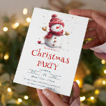 Cute Baby Snowman Christmas Party Invitation<br><div class="desc">Bring the magic of winter to your holiday celebration with our Cute Snowman Christmas Party invitations! Perfect for a cozy and cheerful gathering, these invitations feature an adorable snowman in a snowy outdoor scene, setting the stage for a fun-filled and heartwarming Christmas party. ⛄ Features: Charming Design: Illustrated with a...</div>