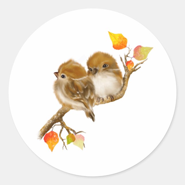 Cute Baby Sparrows Bird Sticker (Front)
