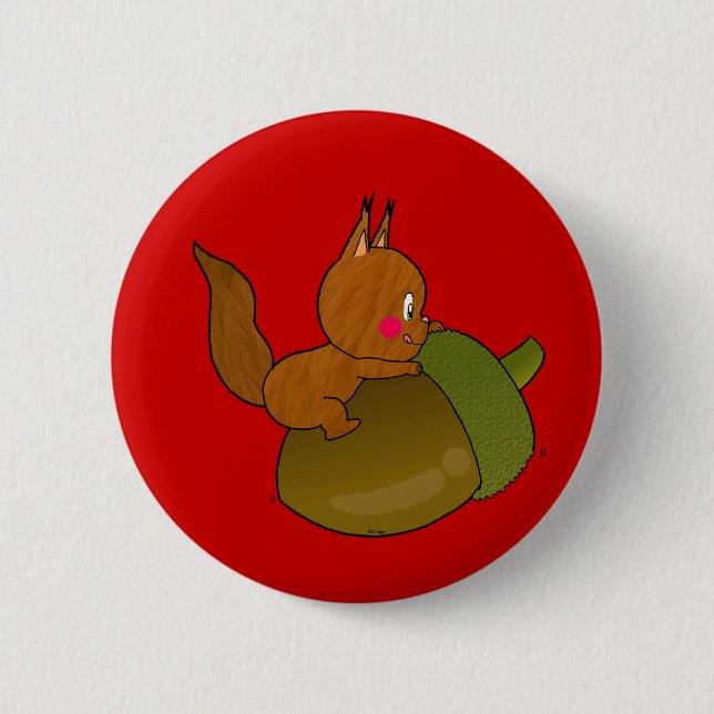 cute baby squirrel 2 inch round button (Front)