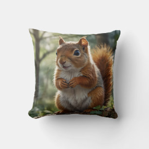 Cute baby squirrel cottage garden  throw pillow