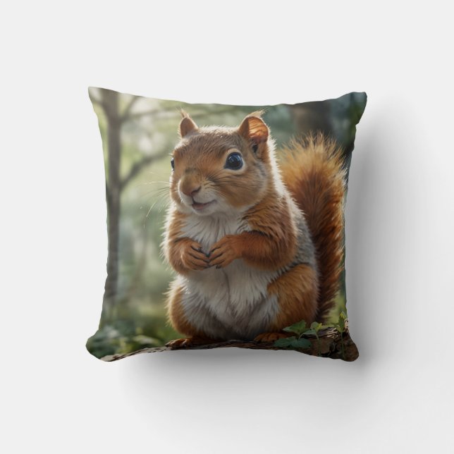 Cute baby squirrel cottage garden  throw pillow (Front)