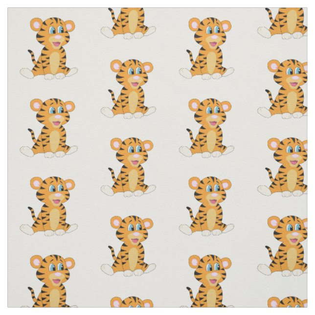 Cute Baby Tiger Animal Safari Jungle Pattern Fabric (Swatch)