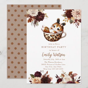 Cute Baby Tiger   Birthday Tea Party Invitation