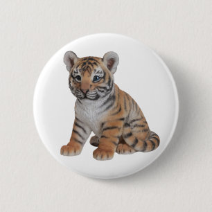 Cute Baby Tiger Cub 2 Inch Round Button
