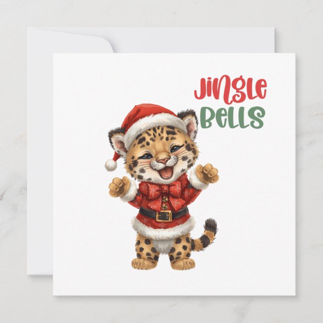 Cute Baby Tiger cub Christmas Illustration Holiday Card (Front)