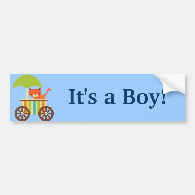 Cute Baby Tiger on Ice Cream Cart Kids Gifts Bumper Sticker (Front)