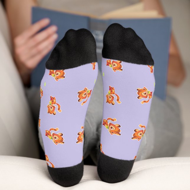 Cute baby tiger on purple socks (Bottom)