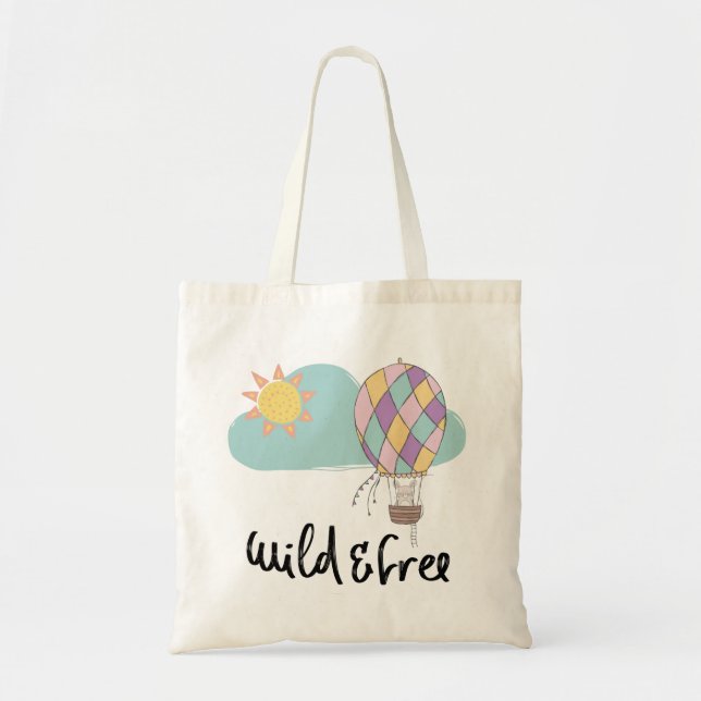 cute baby tote mouse in balloon Wild and free (Front)