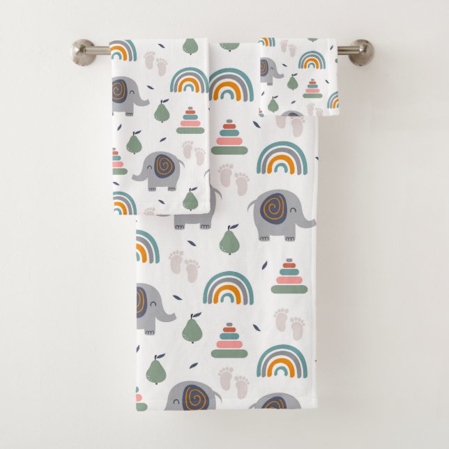 Cute Baby Toy Pattern Bath Towel Set (Insitu)