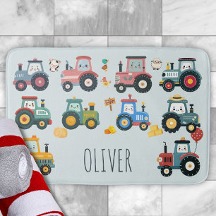 Cute Baby Tractors in a Farm Bath Mat