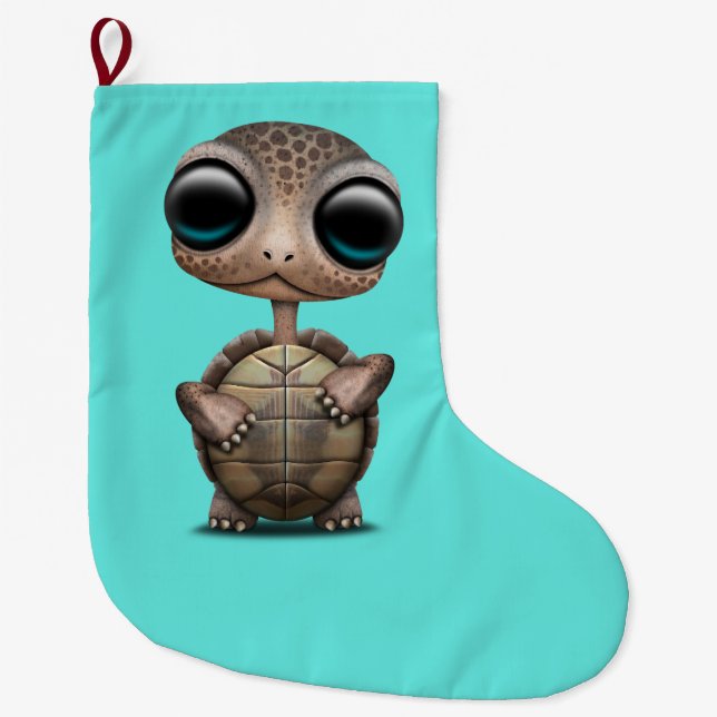 Cute Baby Turtle Large Christmas Stocking (Front)
