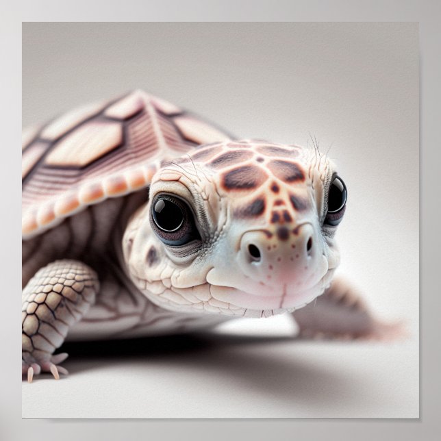 Cute Baby Turtle Portrait |  Square 1:1 Poster (Front)
