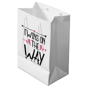 Cute baby twins word art unisex  medium gift bag