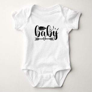 Cute Baby Typographic Heart Arrow Bottle Design Bodysuit