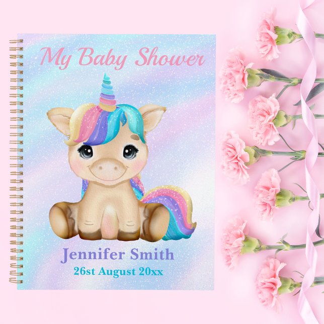 Cute Baby Unicorn Customize Baby Shower / Memories Planner (Creator Uploaded)