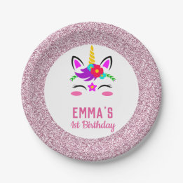 Cute Baby Unicorn Paper Plate