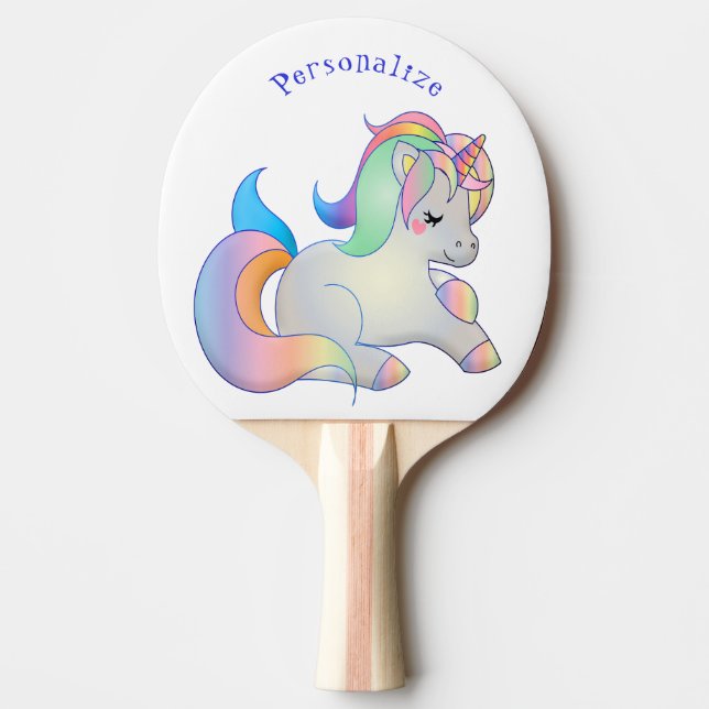 Cute Baby Unicorn Pastel Fantasy Personalized Ping Pong Paddle (Front)