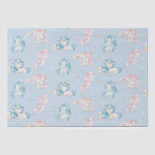 Cute Baby Unicorn Pink Blue Pastel Nursery Child Tissue Paper