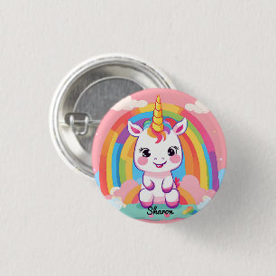 Cute Baby Unicorn Rainbow 1 Inch Round Button