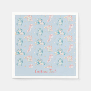 Cute Baby Unicorns Blue Pink Personalized Napkin