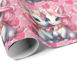 Cute Baby Unicorns Cpuple for Valentine's Day Gift Wrapping Paper