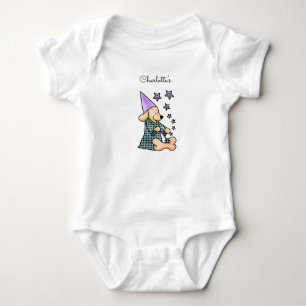 Cute Baby Unisex Blue Elegant Funny Dog Add Name Bodysuit