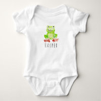 Cute Baby Unisex Watercolor Jungle Frog with Name