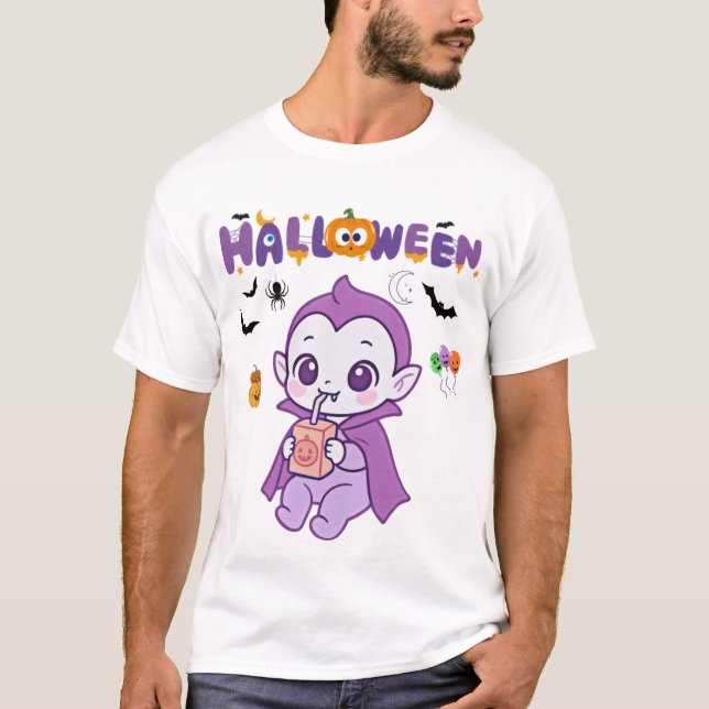 Cute Baby Vampire Halloween Kawaii Design T-Shirt (Front)
