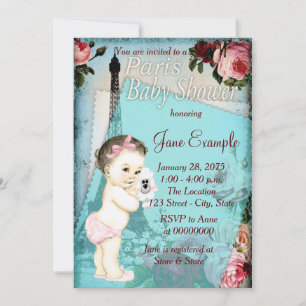 Cute Baby Vintage Paris Baby Shower Invitation