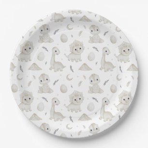 Cute Baby Watercolor Dinosaur Party Paper Plates