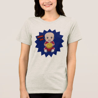 Cute baby wearing football player outfit Tri-Blend shirt