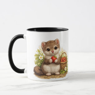 Cute Baby Weasel Strawberry Cartoon Coffee Mug