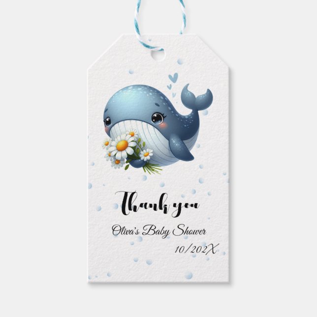 Cute Baby Whale Baby Shower Gift Tag (Front)