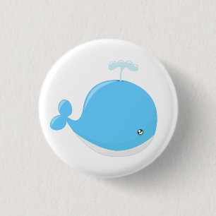 Cute baby whale kawaii cartoon kids 1 inch round button