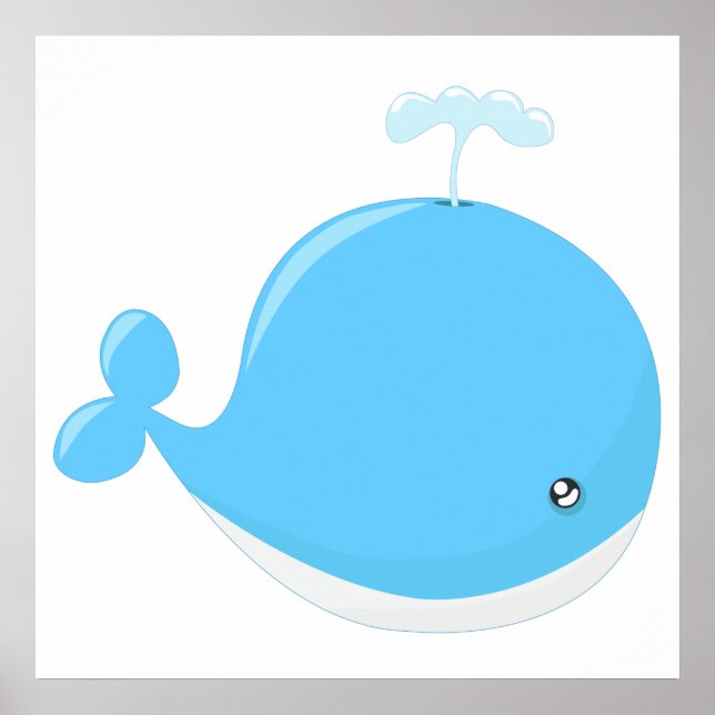 Cute baby whale kawaii cartoon nursery poster (Front)