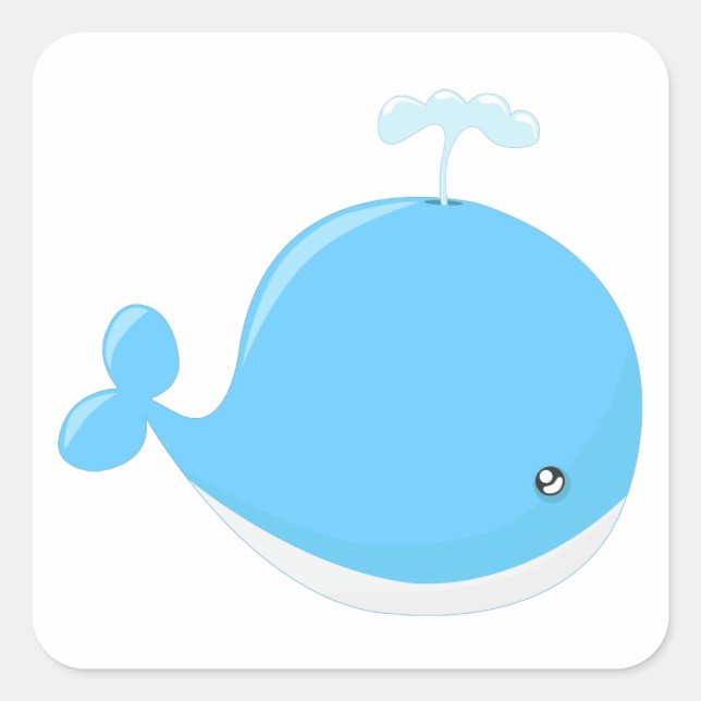 Cute baby whale kawaii cartoon nursery square sticker (Front)