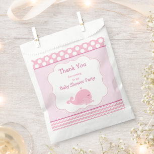 Cute Baby Whale Pink Girl Baby Shower Party Favour Bag