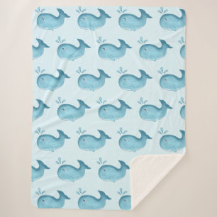 Cute Baby Whale Sherpa Blanket