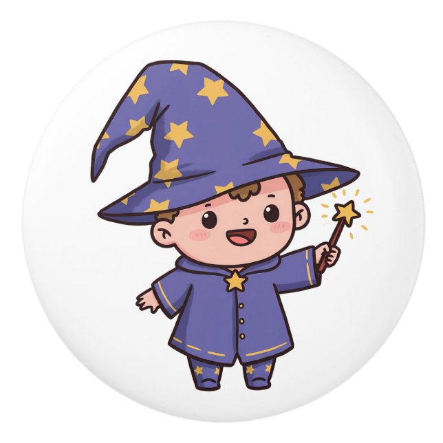Cute Baby Wizard Magic Ceramic Knob (Front)