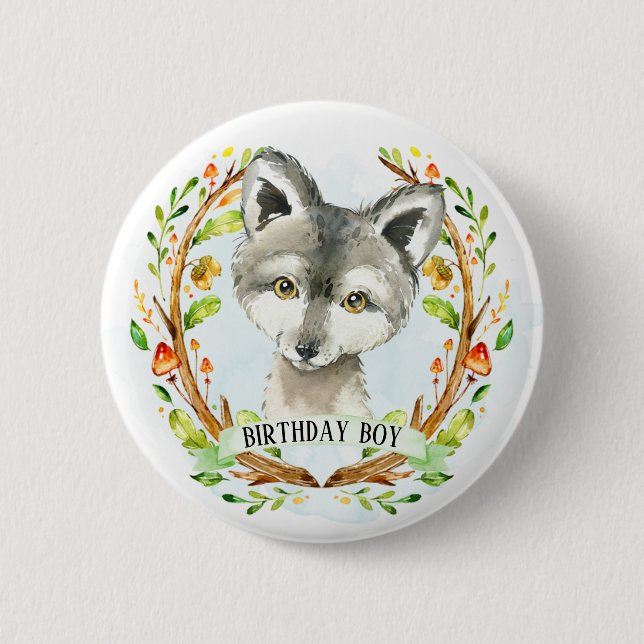 Cute Baby Wolf 2 Inch Round Button (Front)