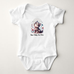 Cute Baby Wolf Howling  Bodysuit