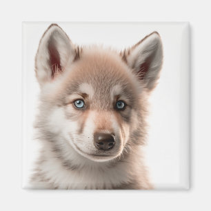 Cute Baby Wolf Portrait Magnet   Collectable