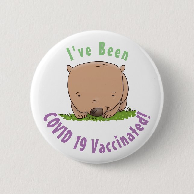 Cute baby wombat cartoon illustration 2 inch round button (Front)