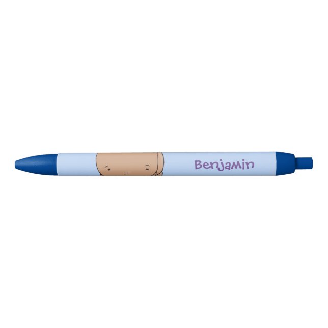 Cute baby wombat cartoon illustration black ink pen (Front)