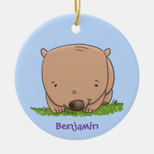 Cute baby wombat cartoon illustration ceramic ornament