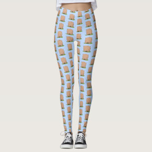 Cute baby wombat cartoon illustration leggings