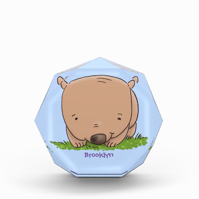 Cute baby wombat cartoon illustration photo block (Front)