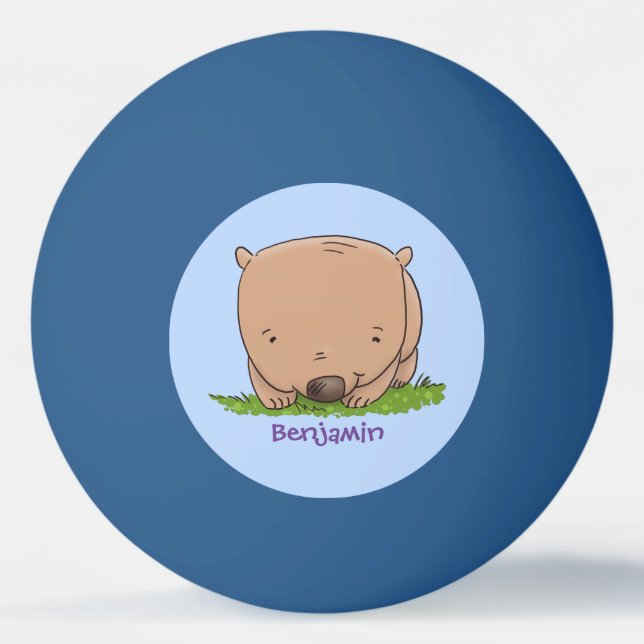 Cute baby wombat cartoon illustration  ping pong ball (Front)
