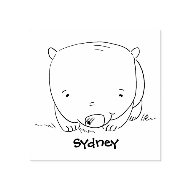 Cute baby wombat cartoon illustration rubber stamp (Imprint)